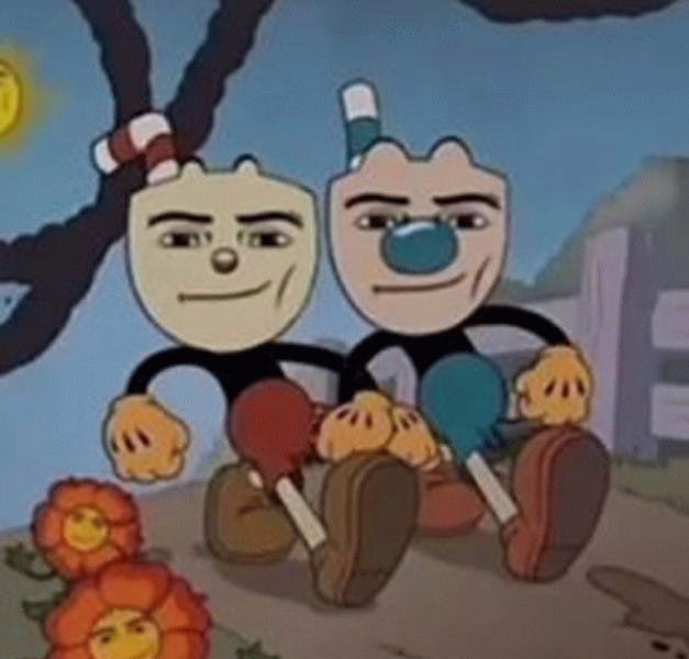 the cuphead show roblox man face meme