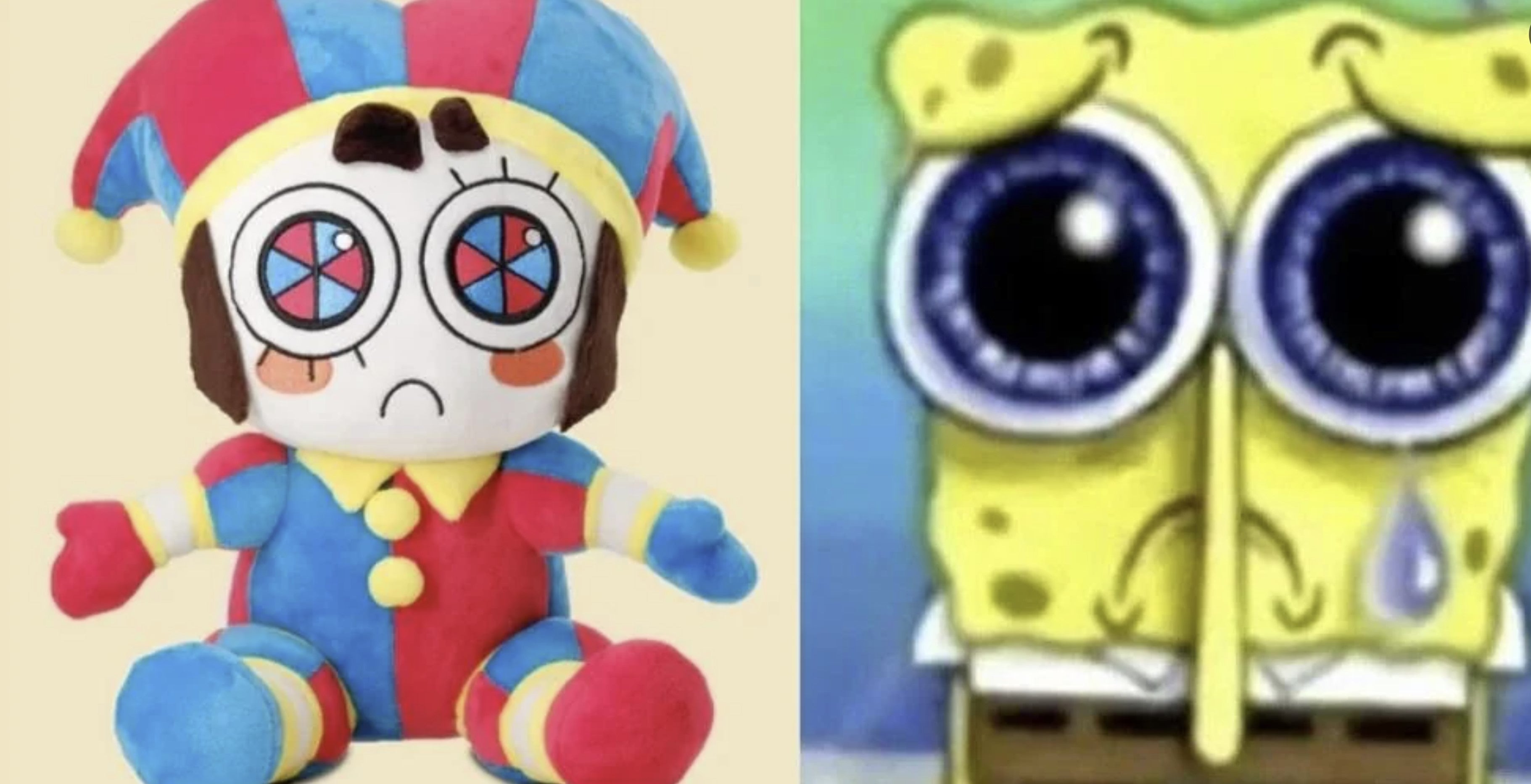 Pomni and sad SpongeBob