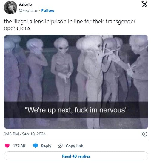 group of aliens with caption 'we're up next, fuck i'm nervous'