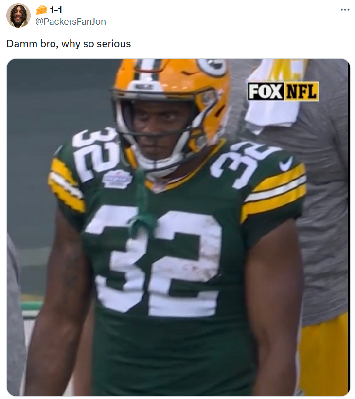 Why so serious meme with a screenshot of an angry football player.