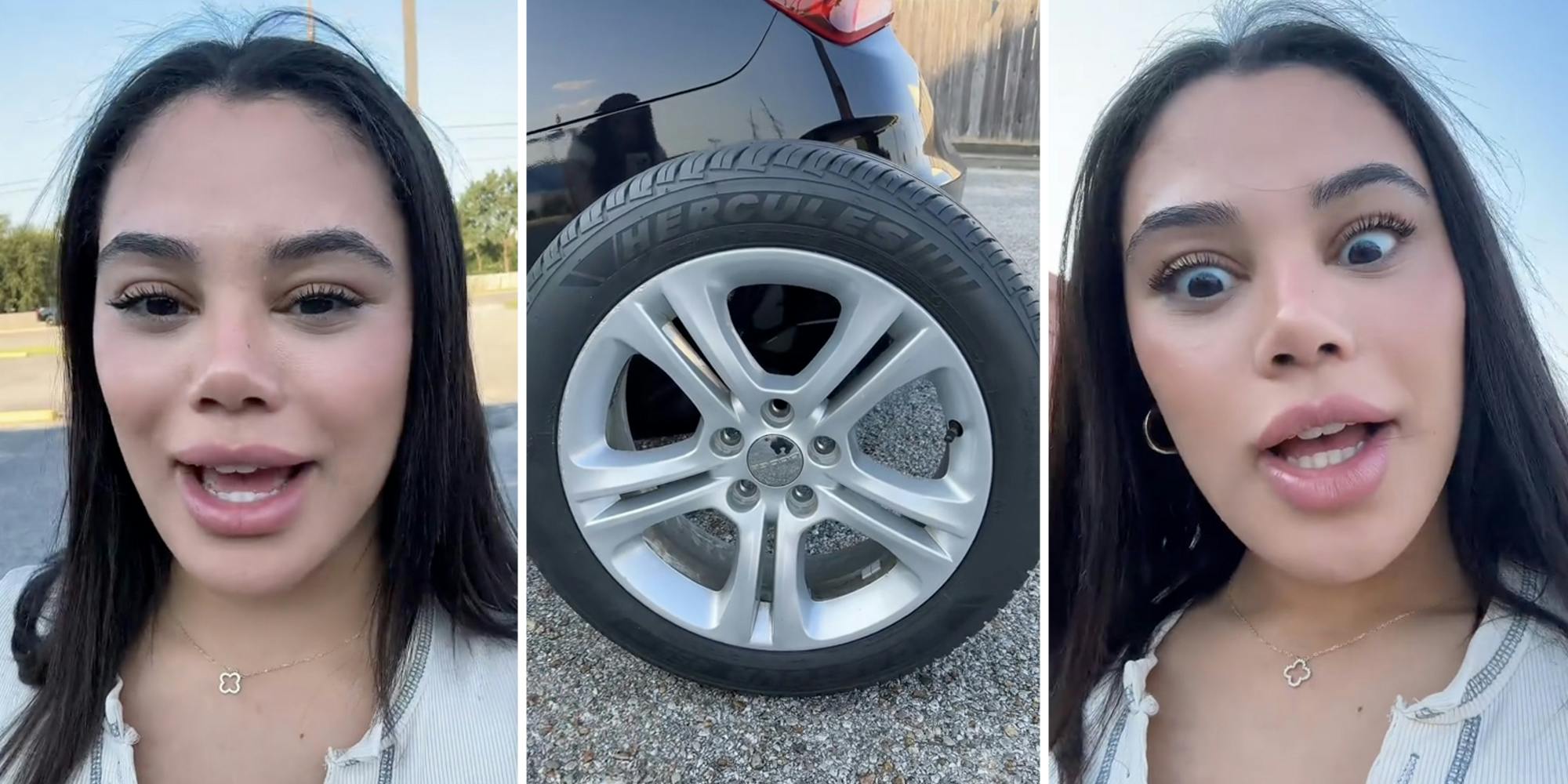 Woman talking(l+r), Tire(c)