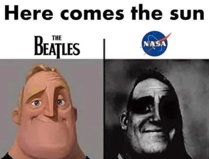 Mr. Incredible Becoming Uncanny Beatles vs NASA meme