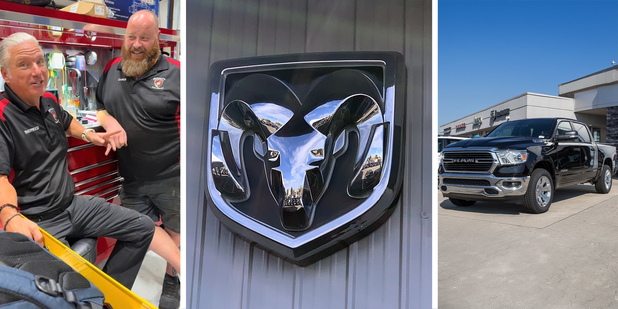 Mechanic Experts Sharing opinions on Dodge(l) Dodge Logo(c) Dodge Ram(r)