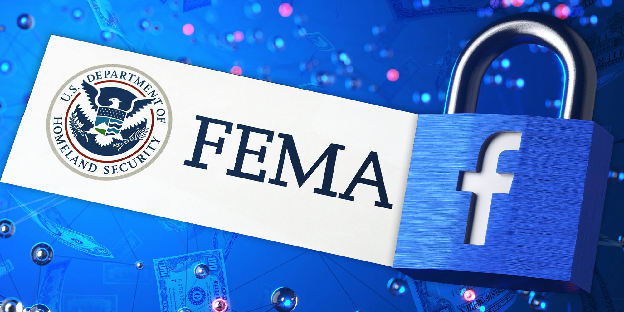 FEMA logo and facebook padlock icon.