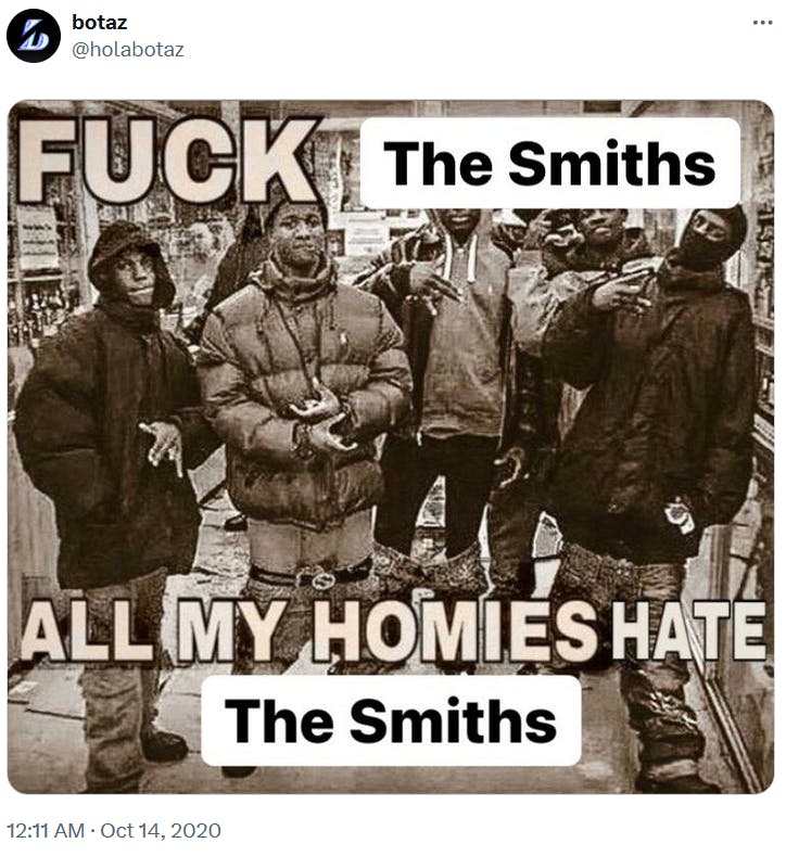 All My Homies Hate meme about The Smiths.