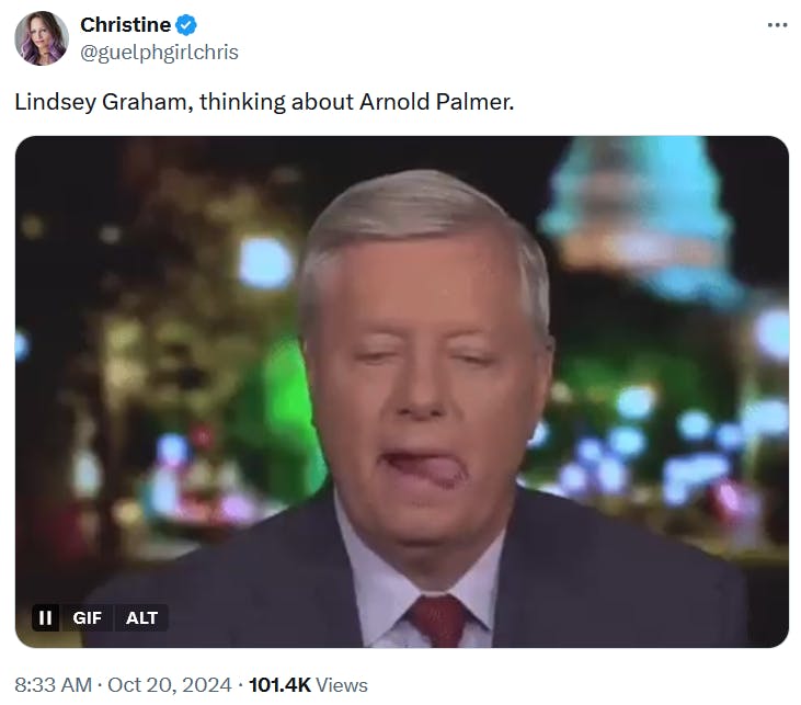 Video clip of Lindsey Graham licking his lips.