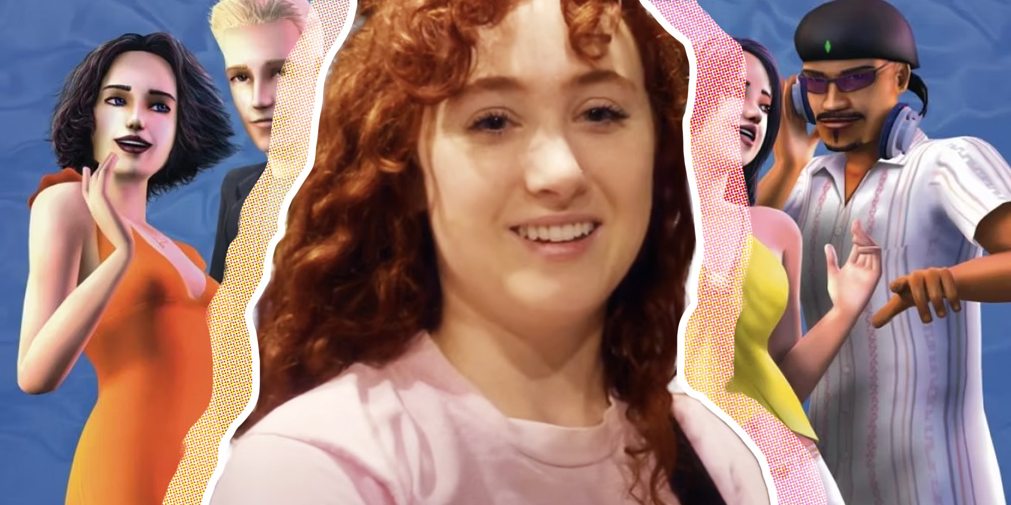 Chappell Roan smiling over Sims 2 characters