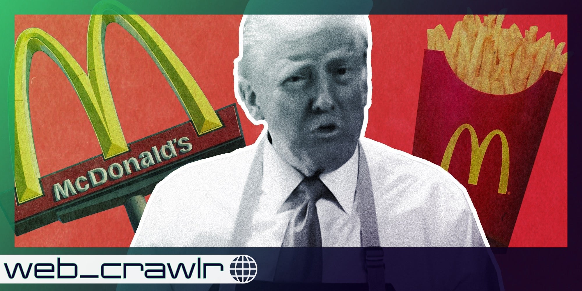 Donald Trump in apron over McDonald's arches and fries
