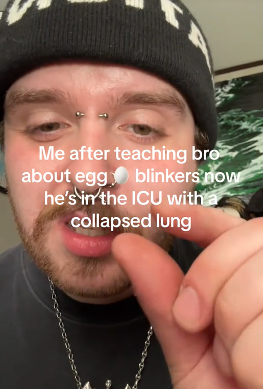 Egg blinker meme about putting a friend in the ICU.