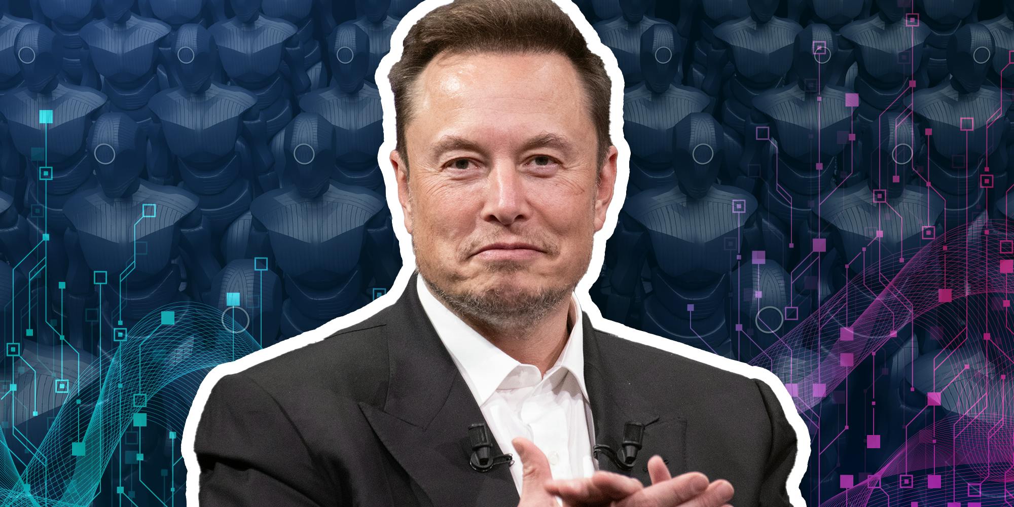 Elon musk with Ai Background