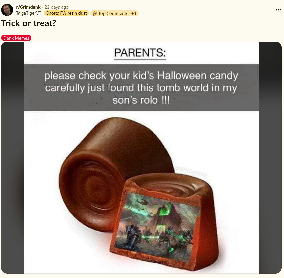 Funny trick or treat meme about checking your kid's Halloween candy.