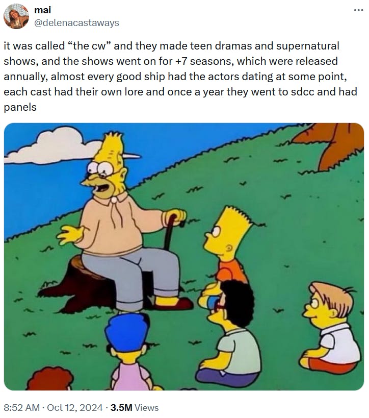 Grandpa Abe Simpson Telling Kids Stories meme about The CW.