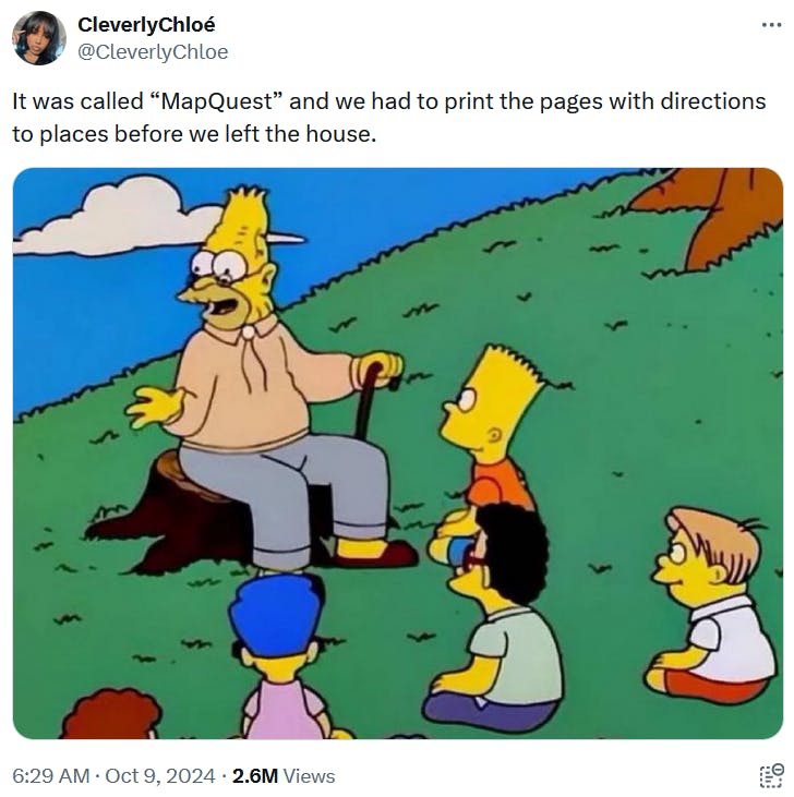 Grandpa Abe Simpson Telling Kids Stories meme about MapQuest.