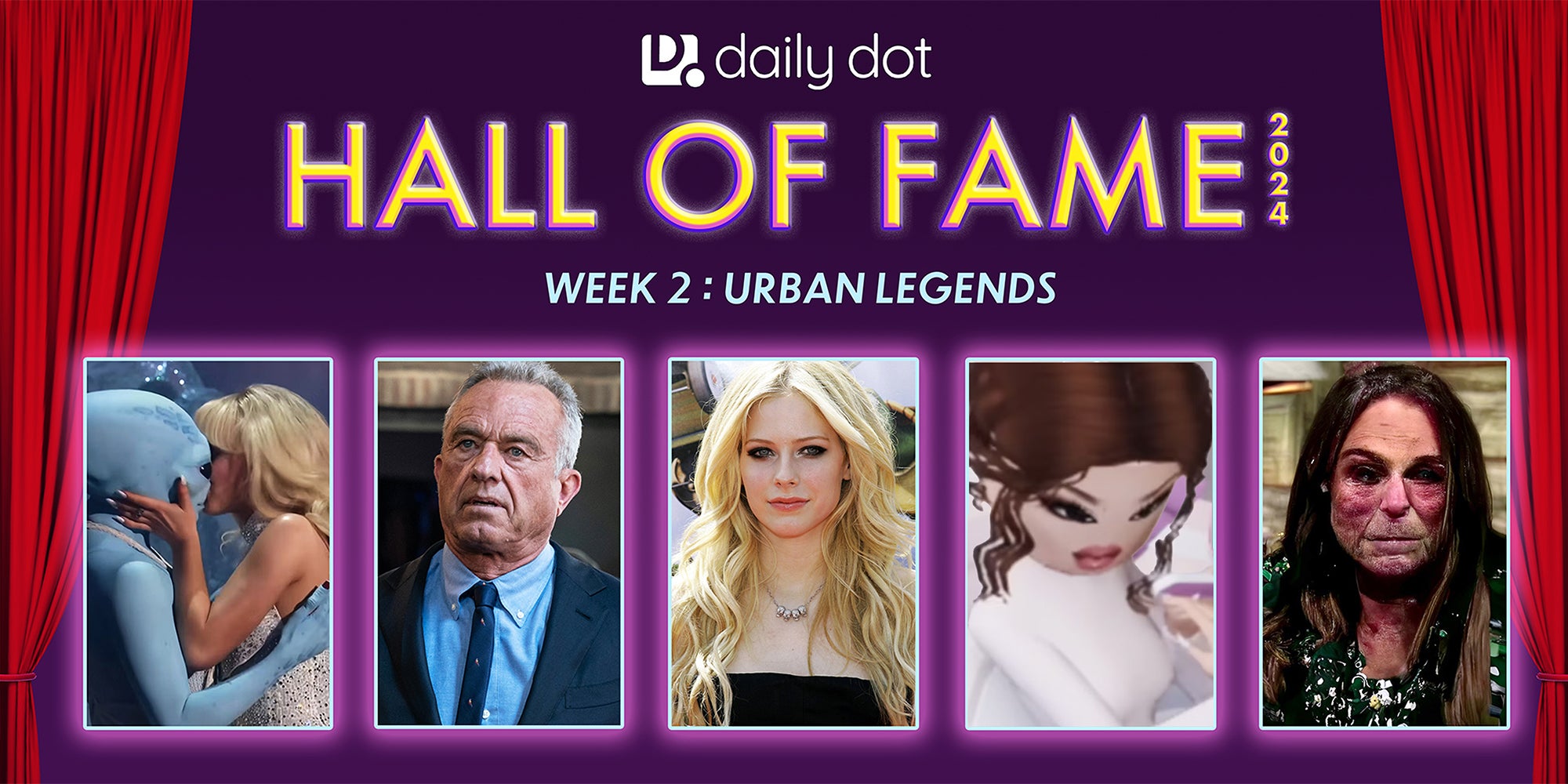 Hall of Fame Sabrina Carpenter kissing alien, RFK JR, Avril Lavigne, Lana from Roblox, Loab