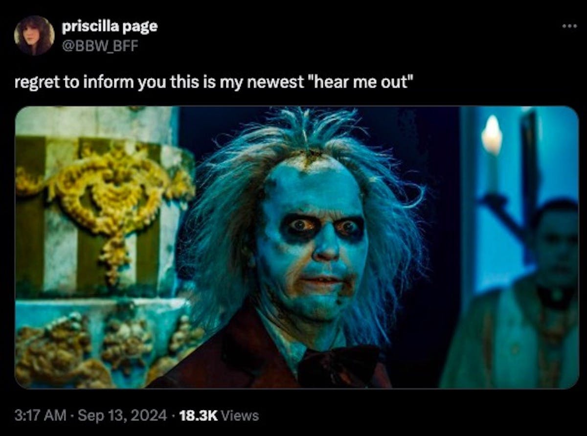 Here I am tweeting about Beeteljuice