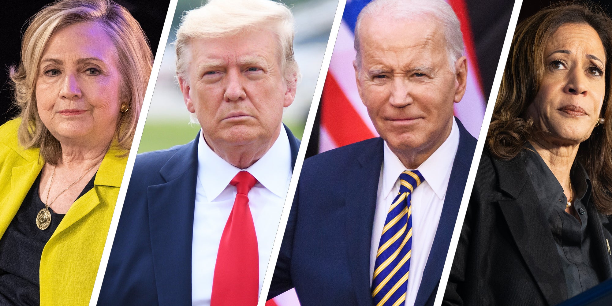 Hillary Clinton, Donald Trump, Joe Biden, Kamala Harris in 4 split