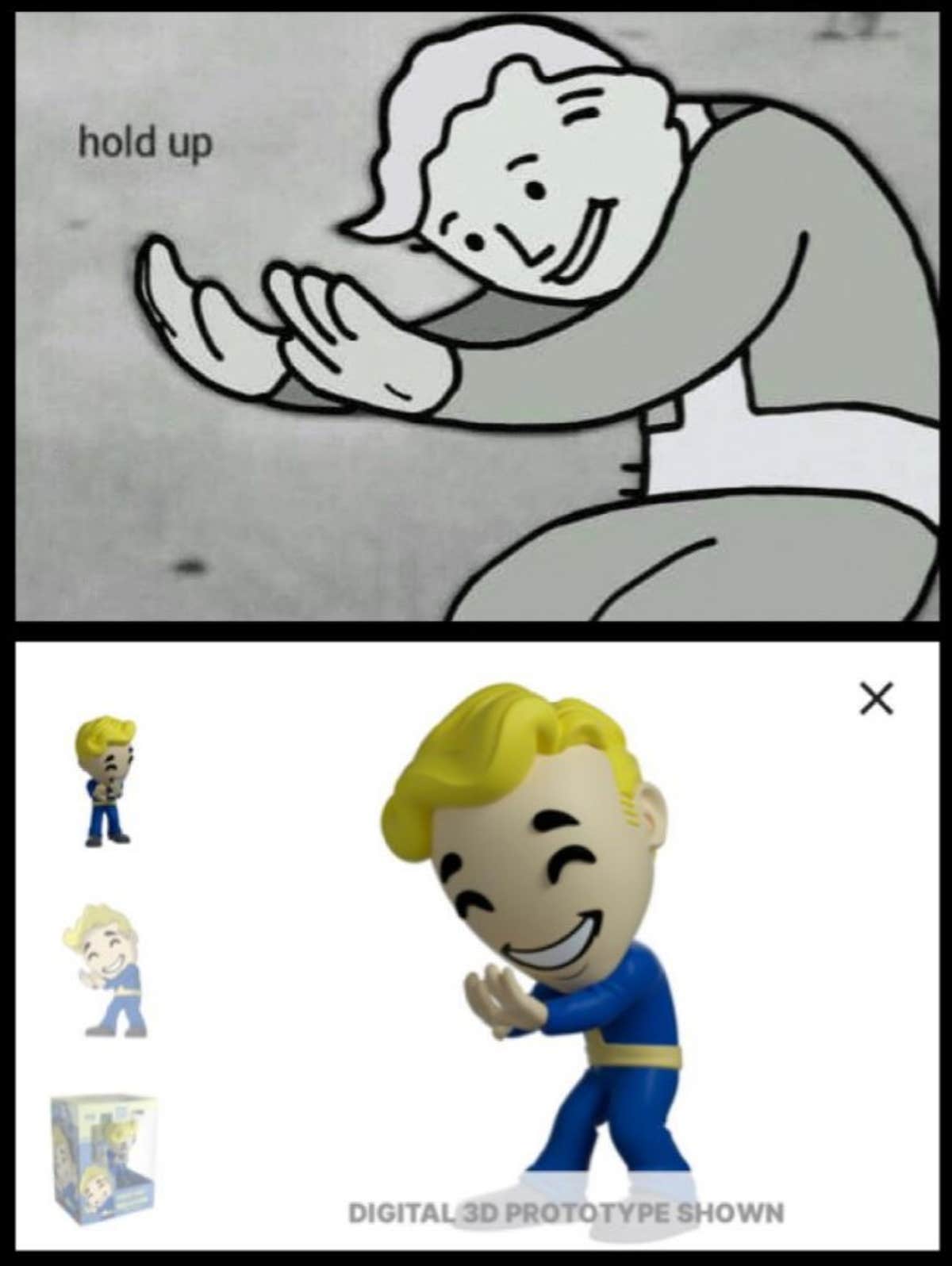 Vault boy hold up meme origins examples