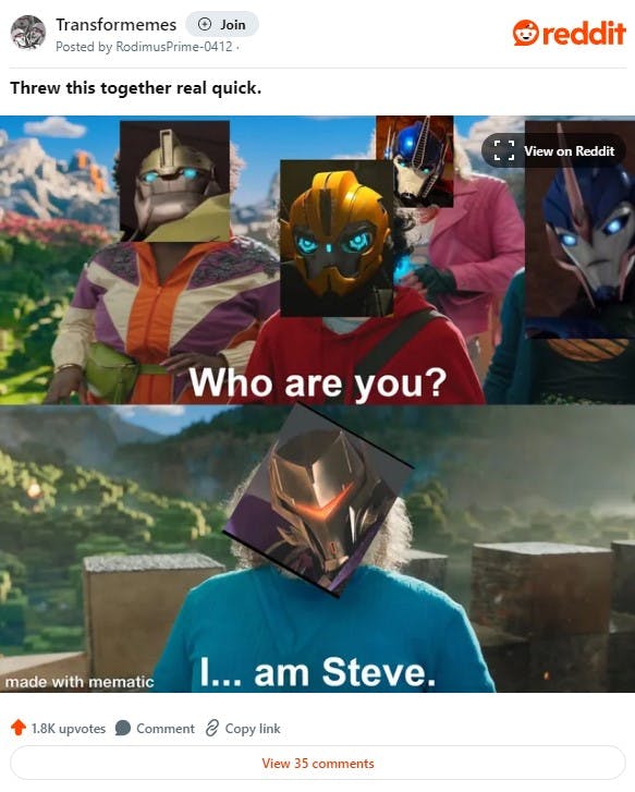 transformers i am steve meme