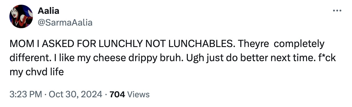 'I like my cheese drippy, bruh.' post on X.