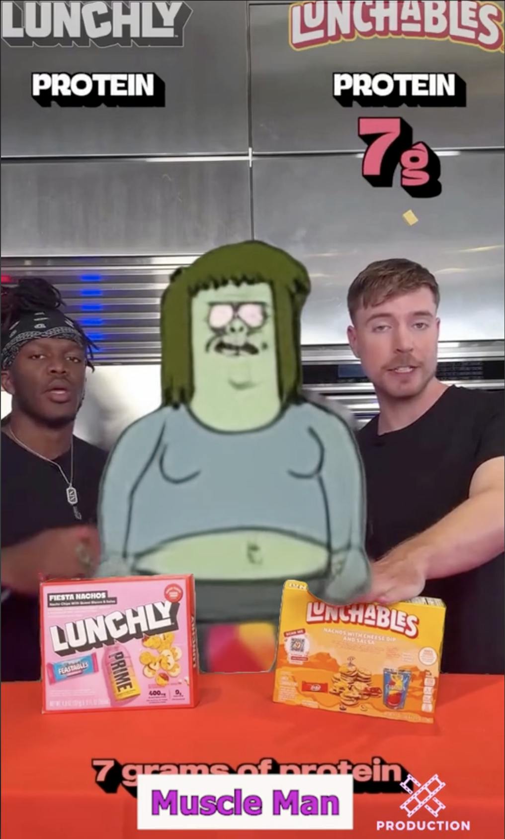 Logan Paul replaced by Muscle Man in the Lunchly promotional video.