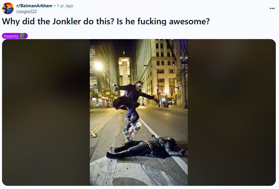 Jonkler meme with the Heath Ledger skateboarding photo.