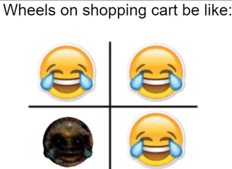 shopping cart laughing emoji meme