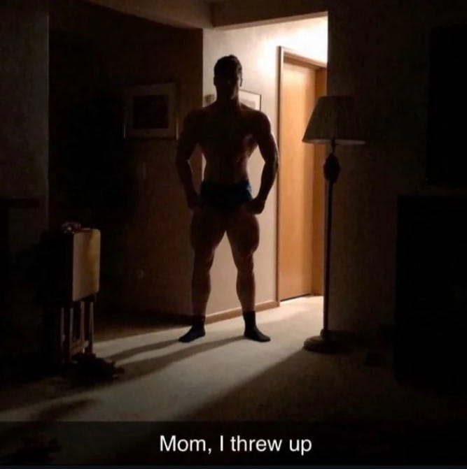 buff guy mom i threw up