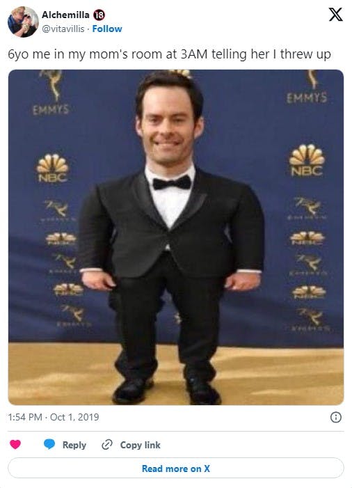 bill hader mom i threw up meme