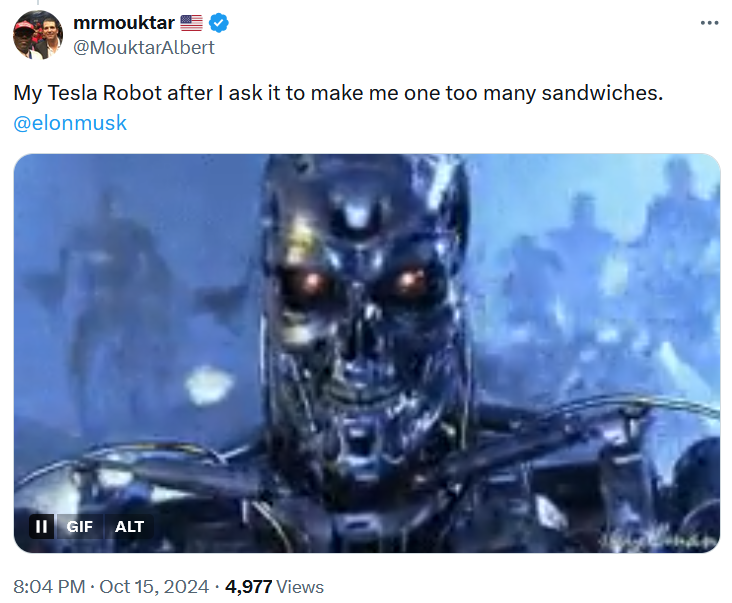 Tweet with a gif from Terminator.