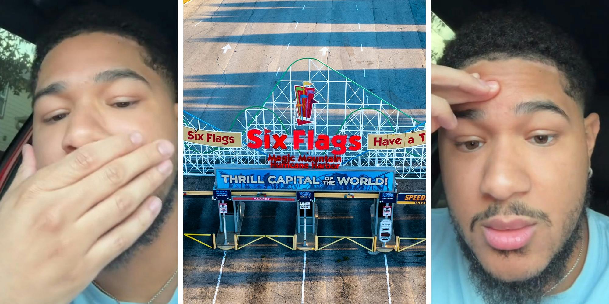 Man shocked sharing shocking story; Six Flags entrance