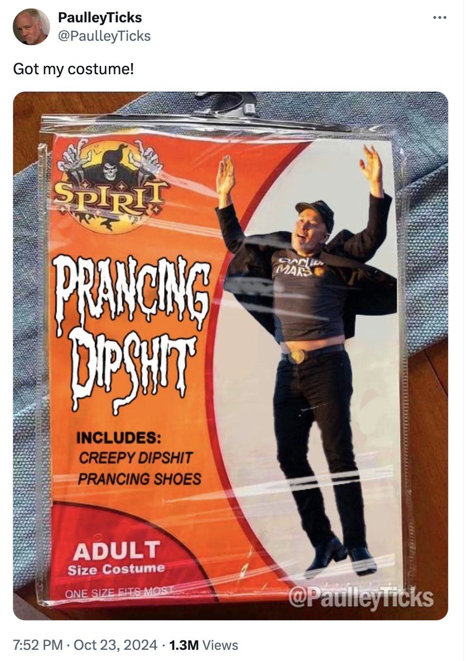 Spirit Halloween costume meme of Elon Musk dancing.