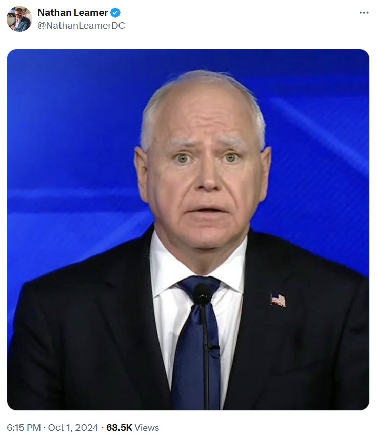 Tim Walz worried meme original screenshot tweet.