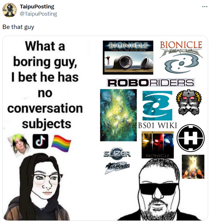 What a boring guy meme about Bionicle.