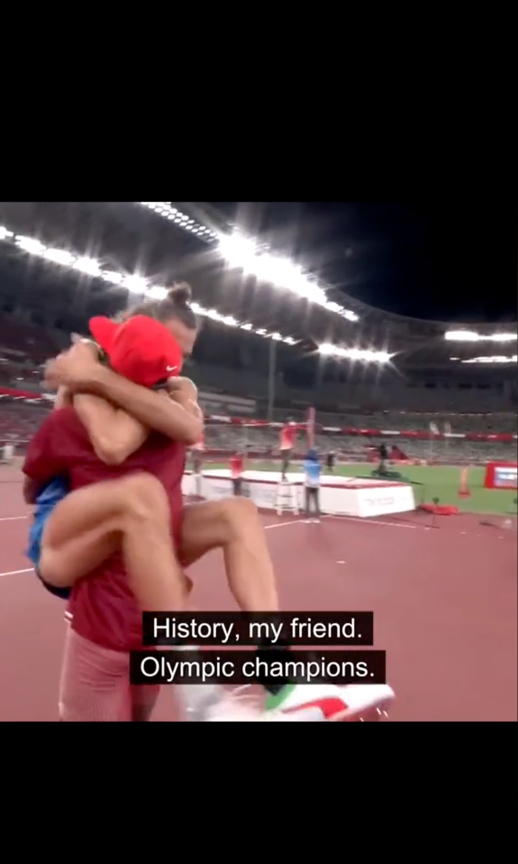 Hopecore TikTok video of two Olympic athletes finding out they can share the gold medal.