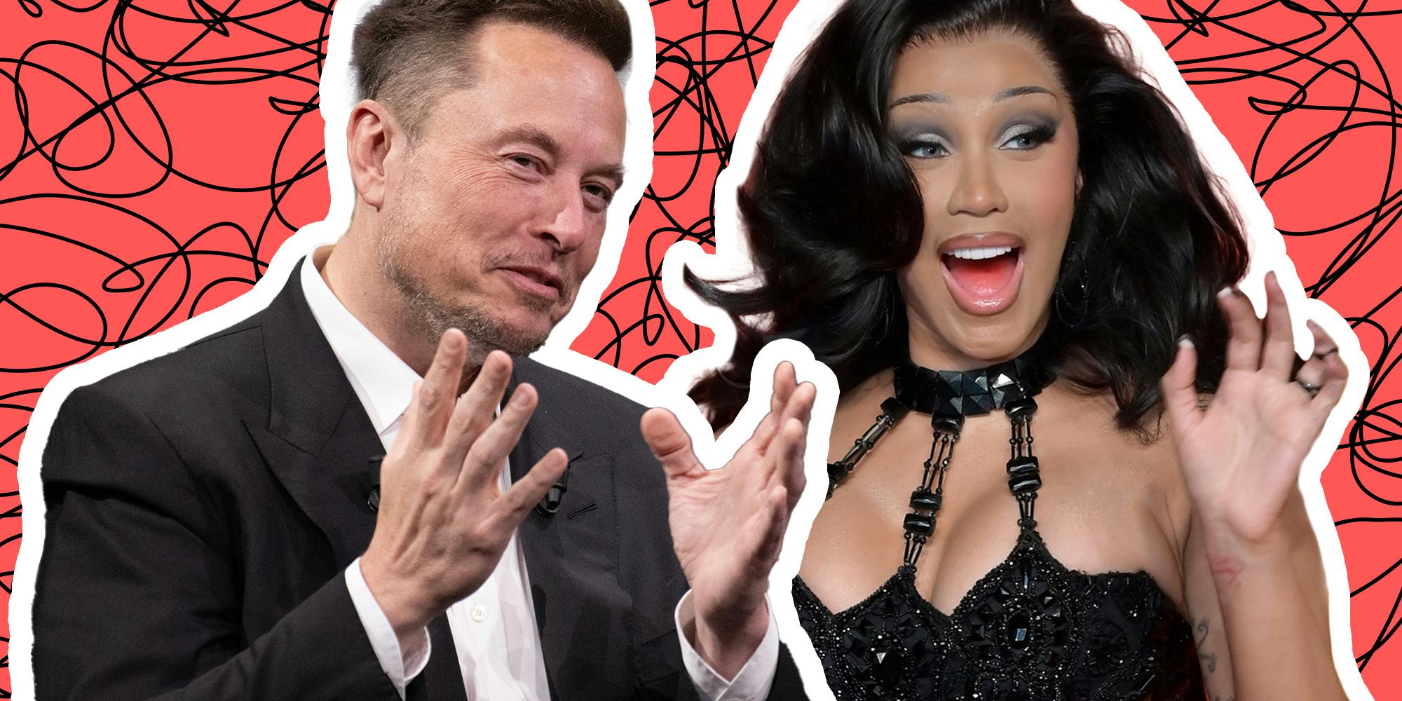 Elon Musk (l) , Cardi B (r)