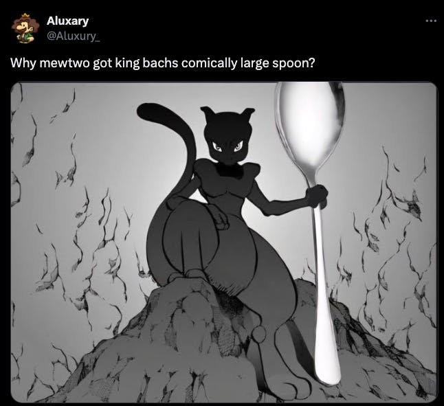 Comically Large Spoon meme about Mewtwo