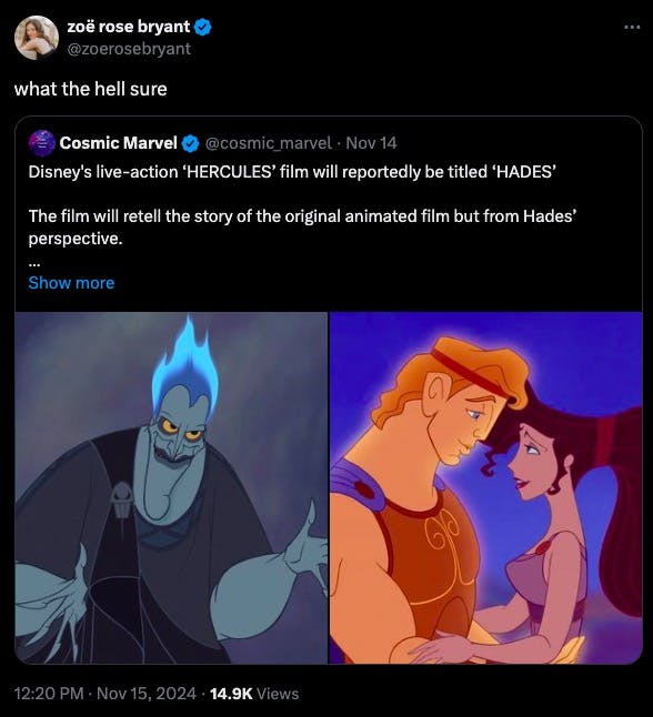 Jemima Kirke meme about Disney's live-action Hercules