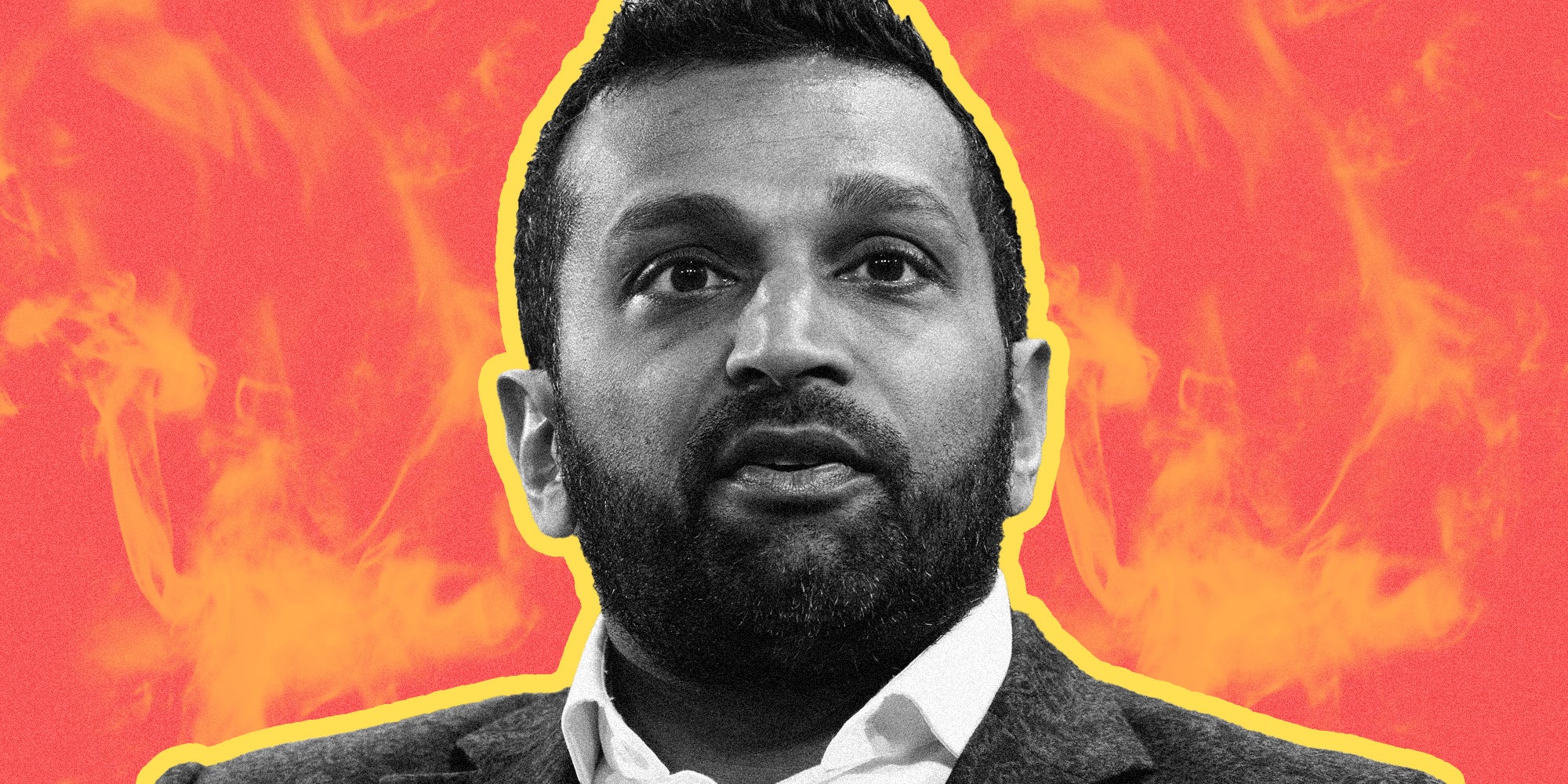 Kash Patel over abstract background