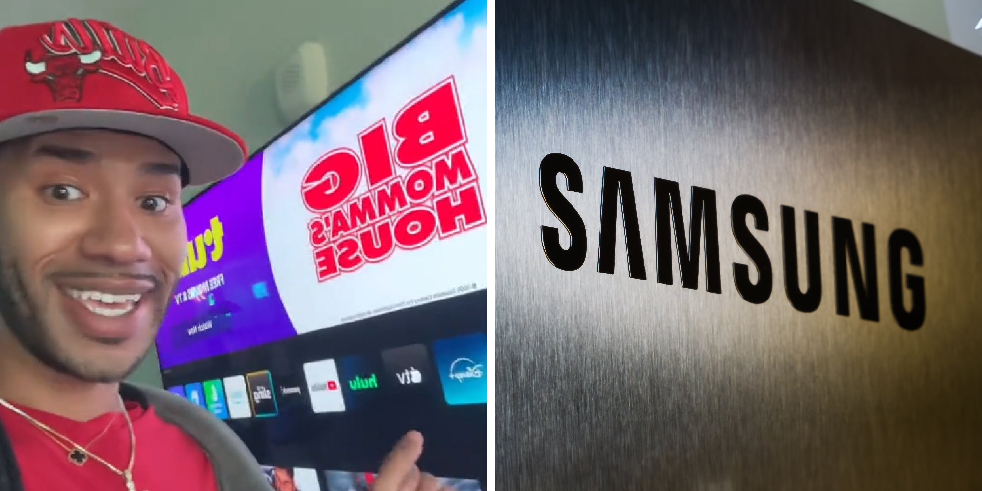 person showing a samsung TV