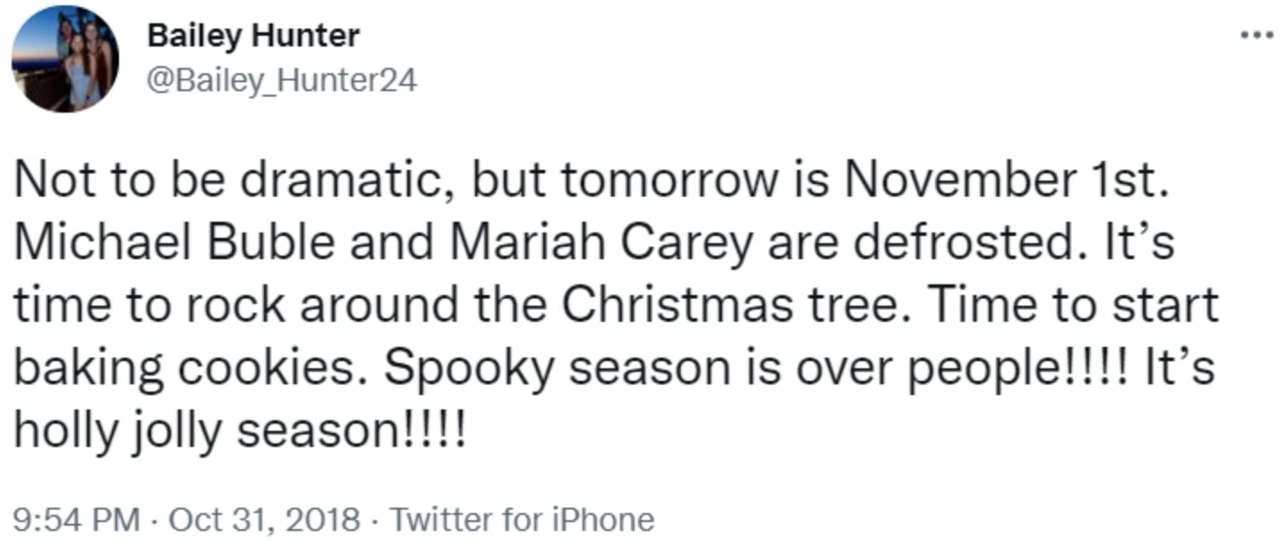 An early tweet referencing Mariah Carey defrosting