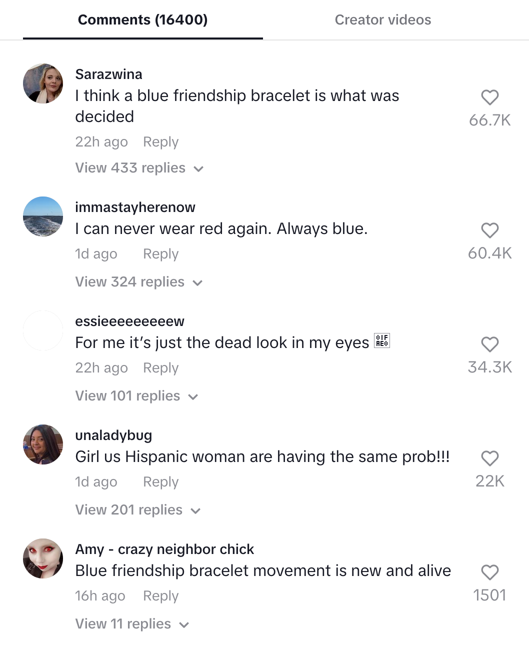 A list of comments from a TikTok post from user nodramababymamag