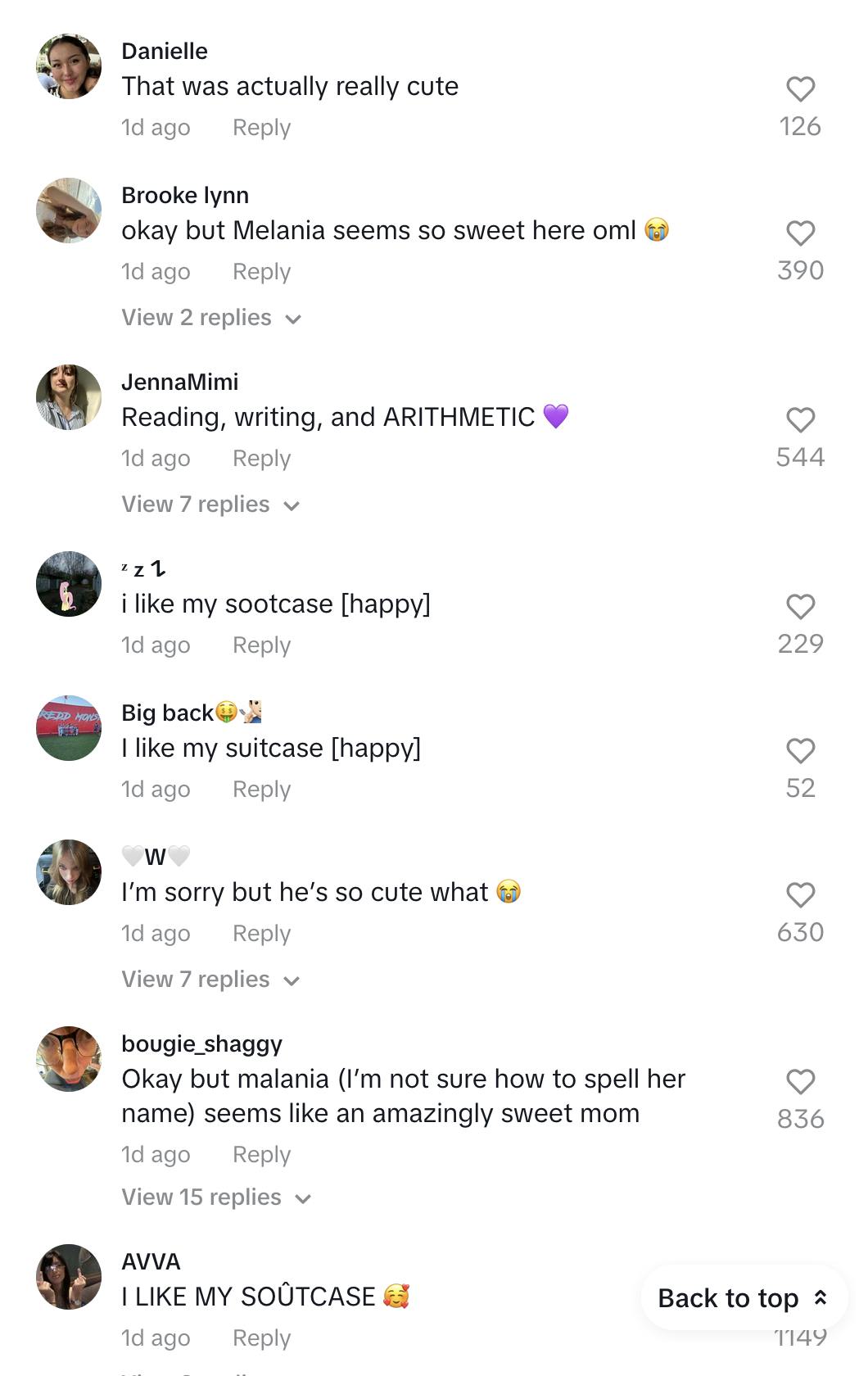 TikTok reactions from the original repost of I Like My Sootcase Video