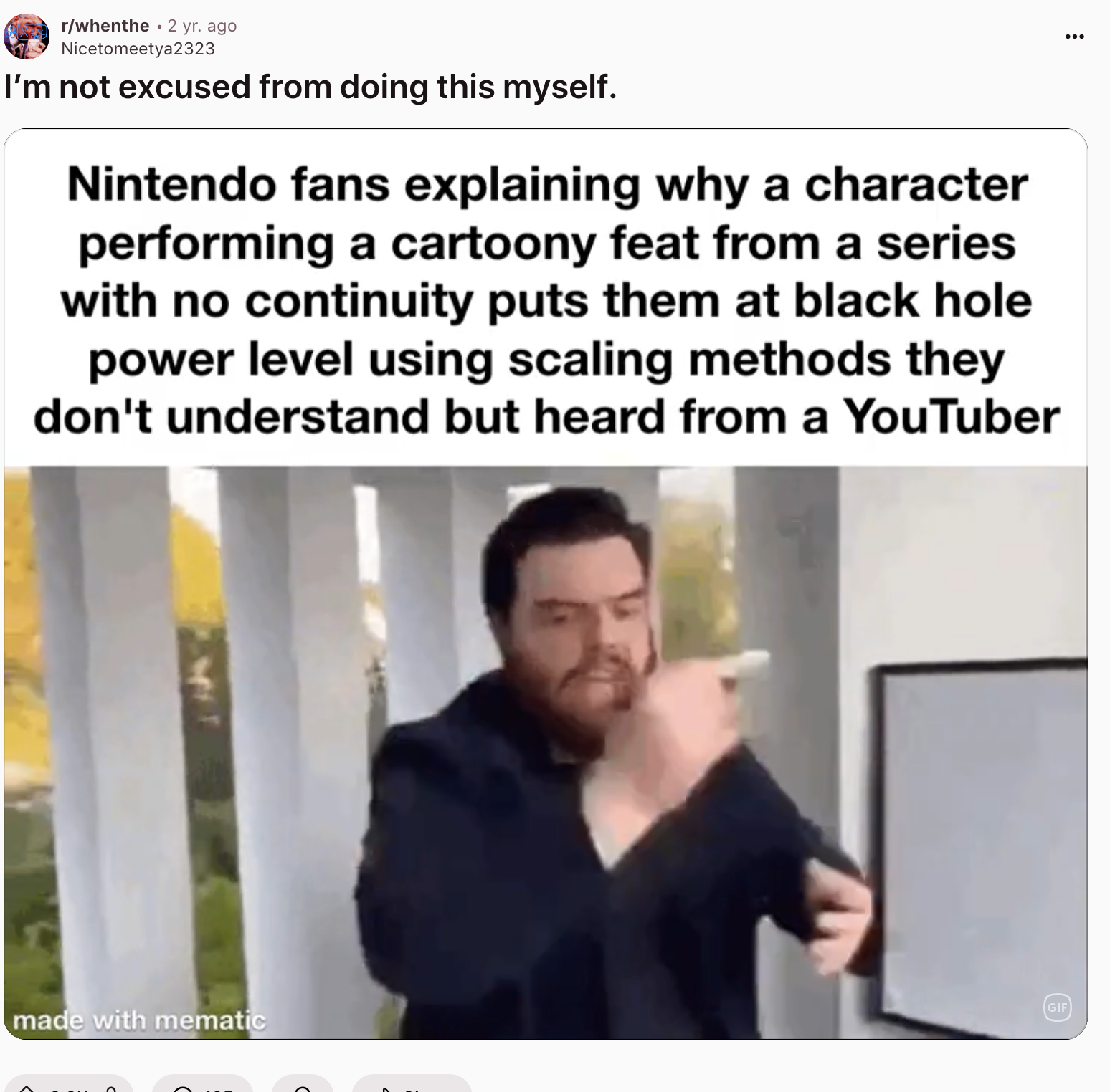 A Reddit post of the whiteboard meme where he's over-explaining a Nintendo theme.