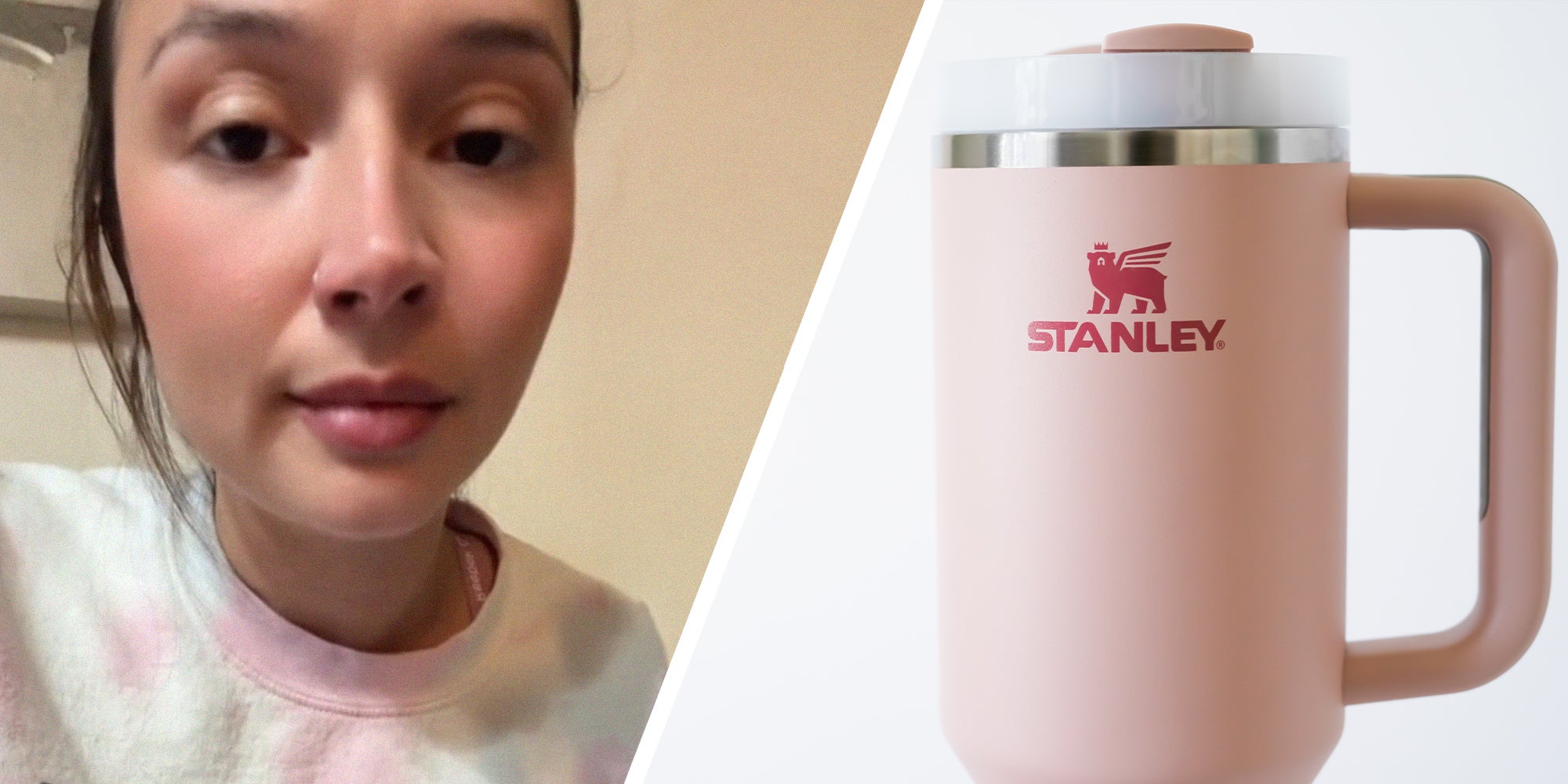 Woman Share issues with her Stanley Cup(l) Pink Stanley Cup(r)