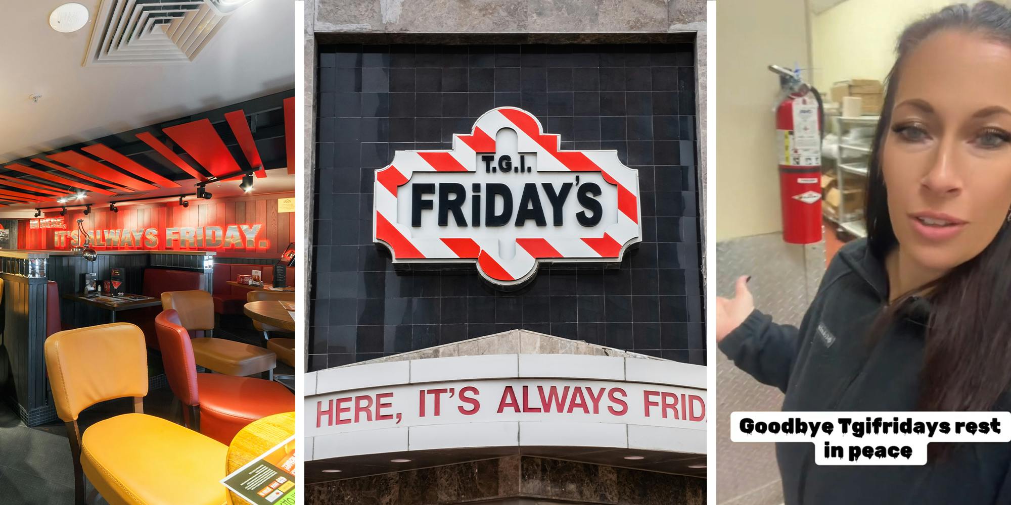 TGI Fridays interior(l) TGI Friday Sign(C) TGI Manager(r)