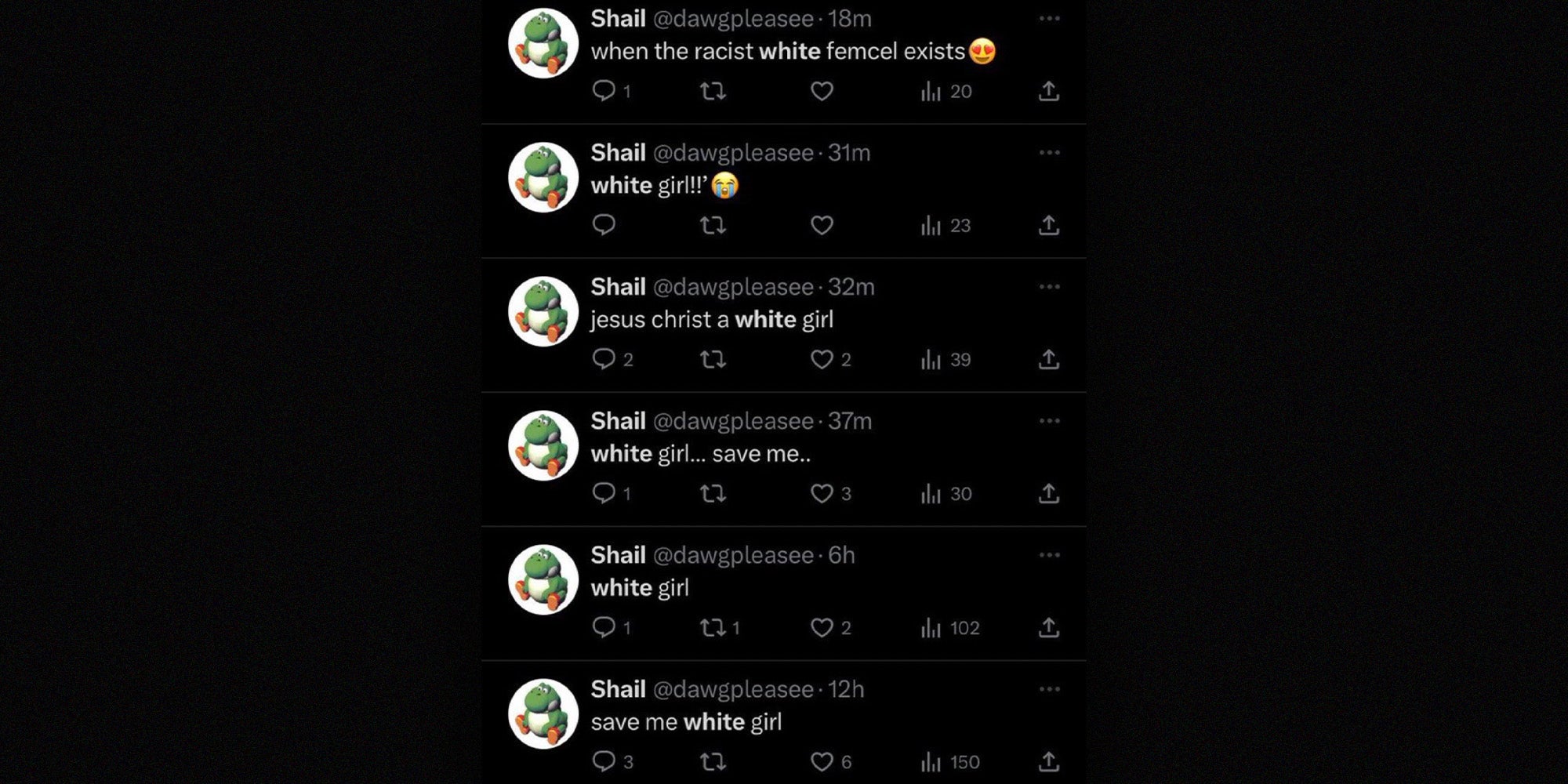 White Girl Save Meme; Screenshot of Tweets from X