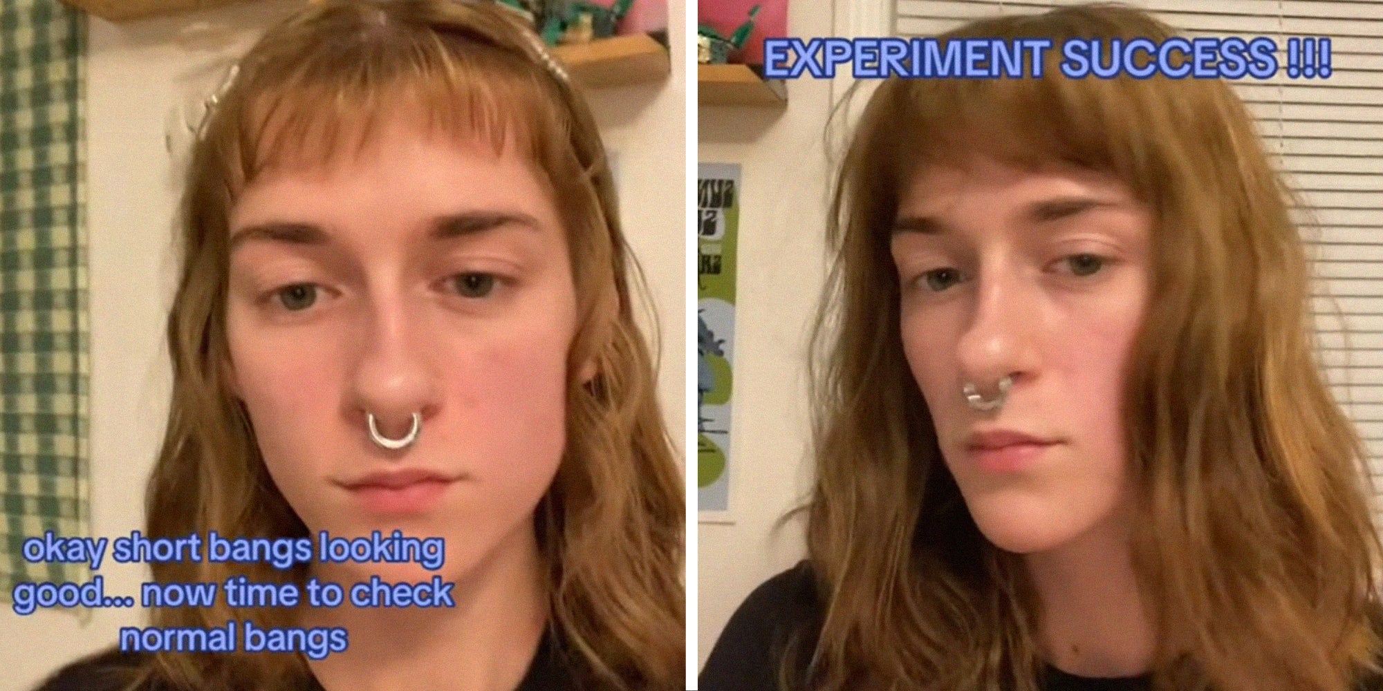 TikToker cuts layer of short bangs underneath longer bangs