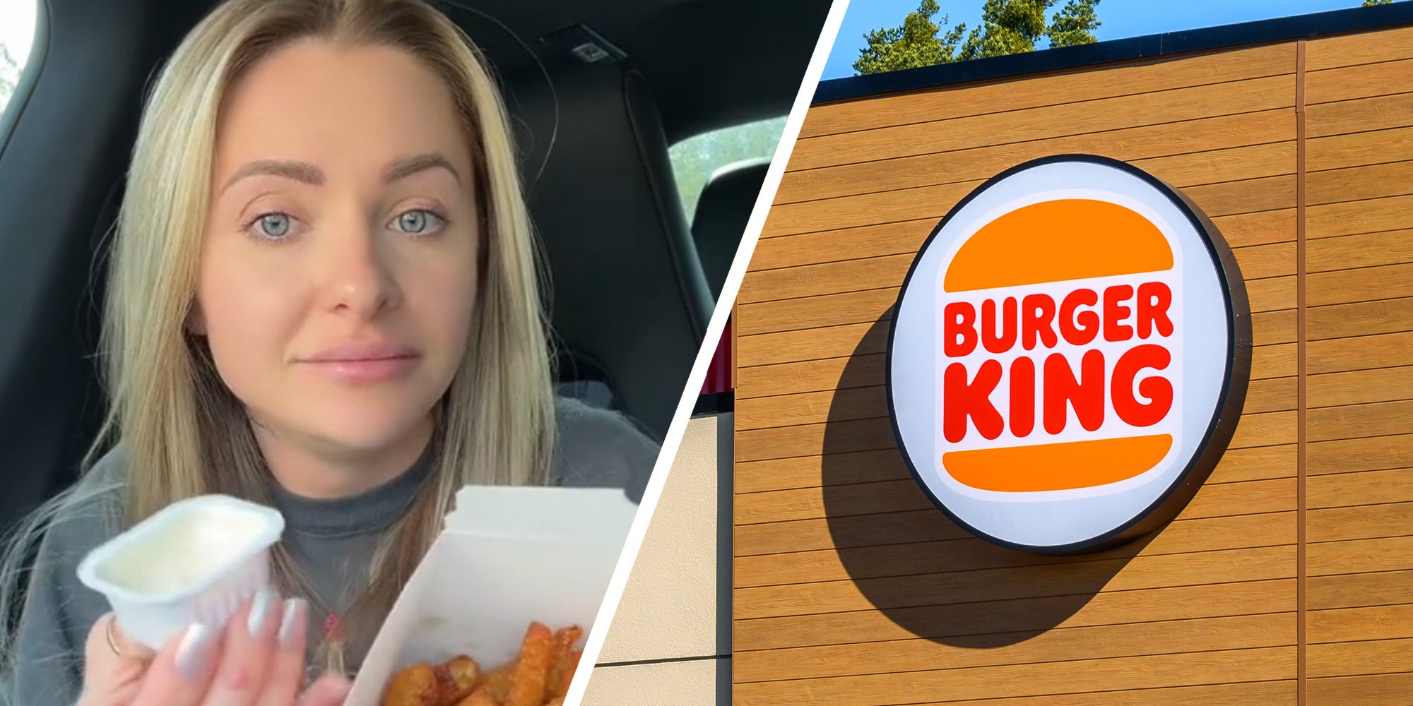 Woman Tries New Pickle Fries(l) Burger King Sign(r)