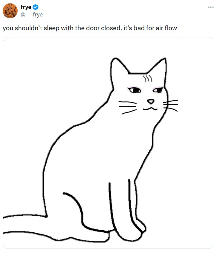 Catjak meme about sleeping with the door closed.