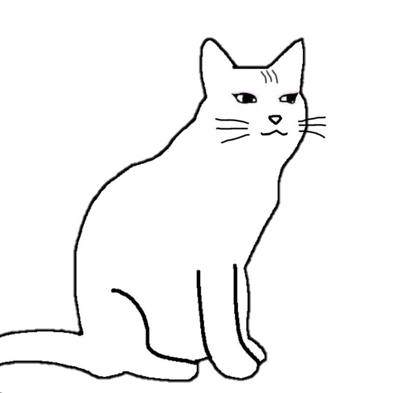 A sitting house cat drawn in MS Paint.